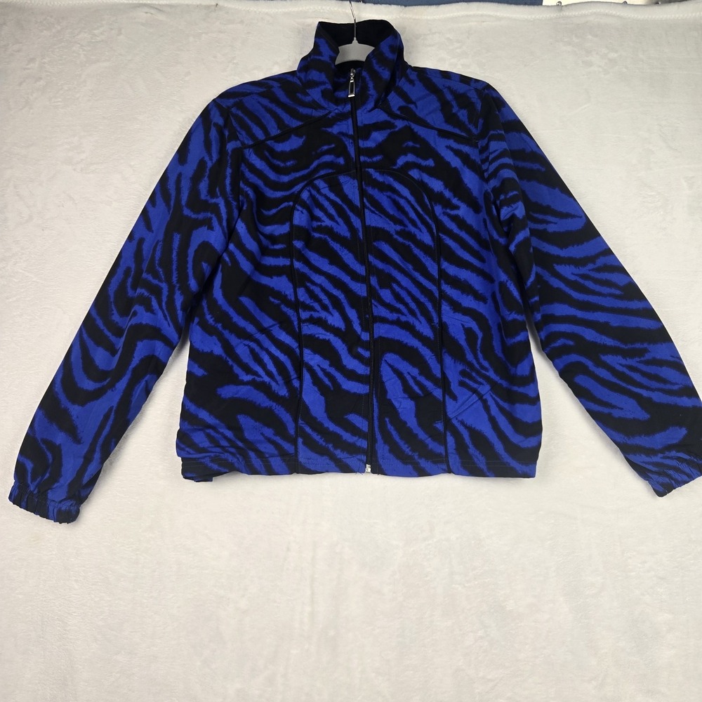 Activology Blue and Black Zebra Print Jacket Size Small‎ Zipper